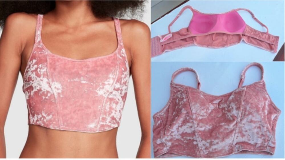 Victoria’s Secret PINK Velour Velvet Crop Tank with Bra Corset wireless Pink M
